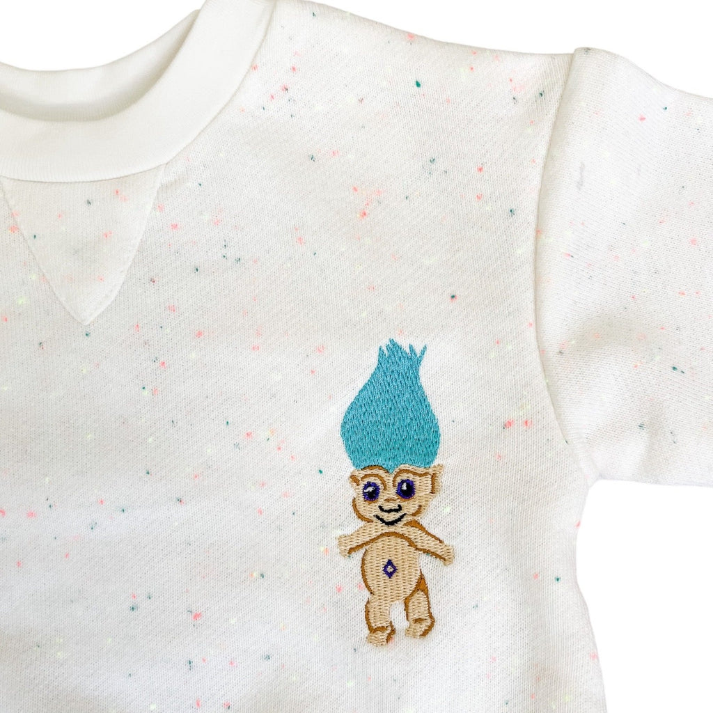 embroidered troll kids romper